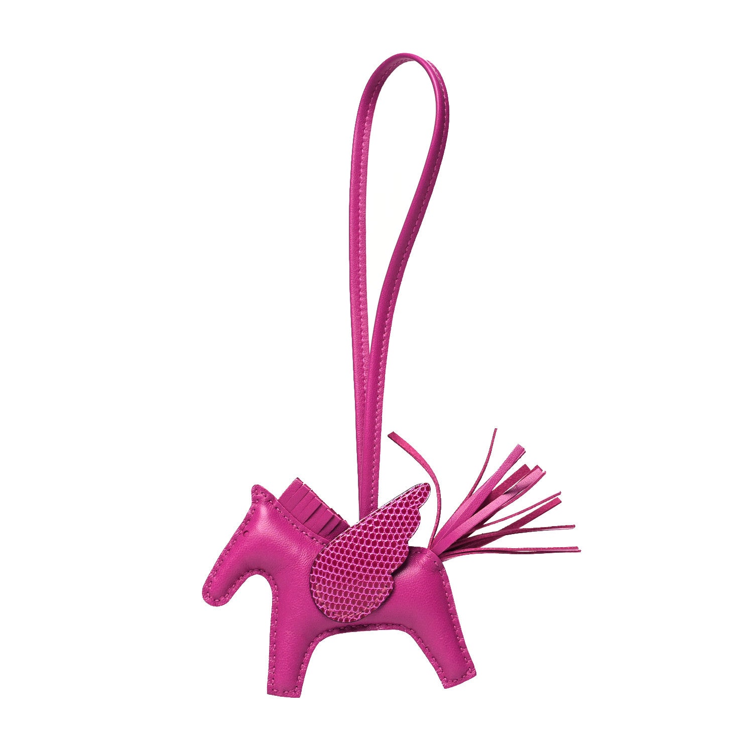 Hermes Milo Lambskin Lizard Touch Grigri Rodeo Pegase Horse Bag Charm PM Rose Poupre 1 of 4