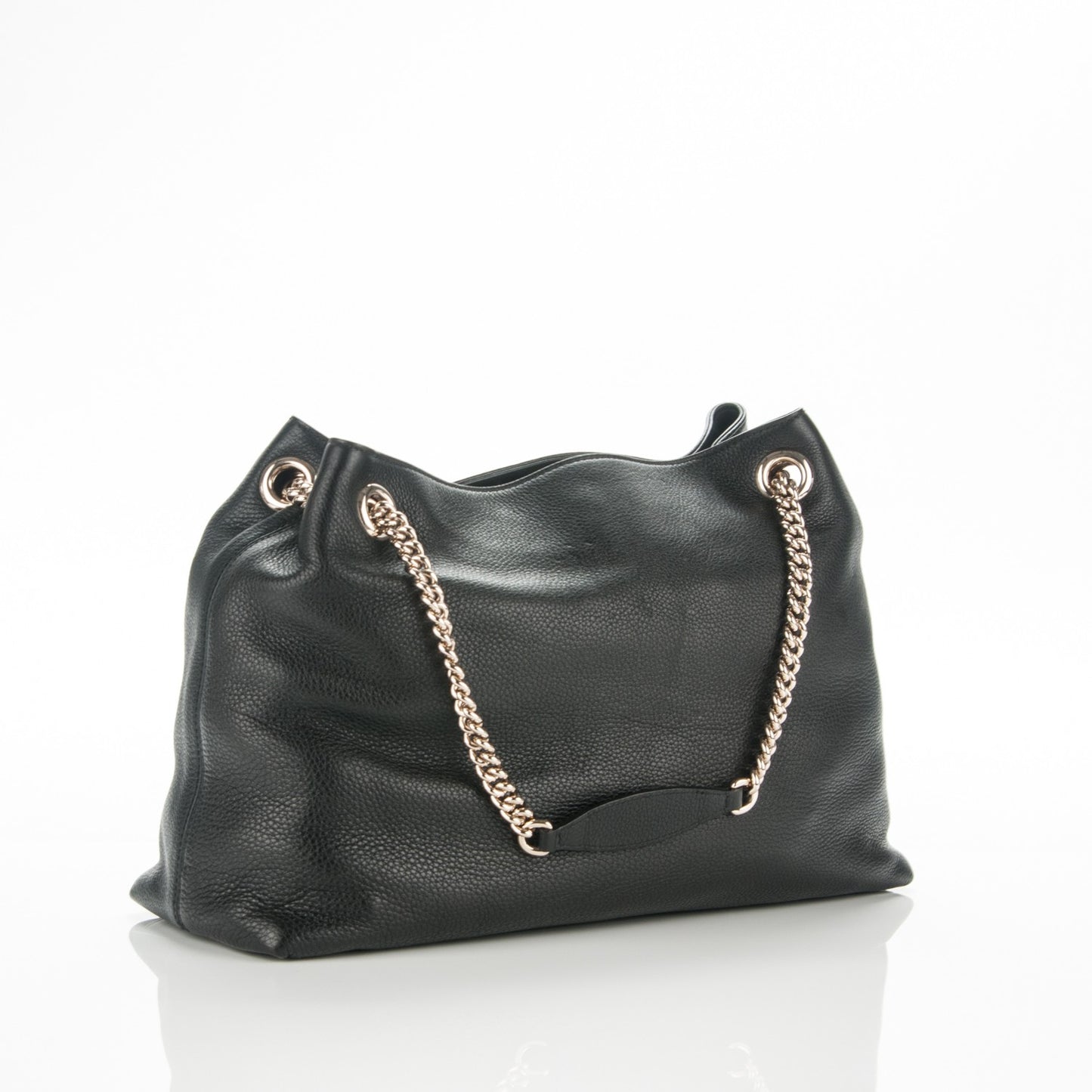 Pebbled Calfskin Medium Soho Chain Shoulder Bag Black
