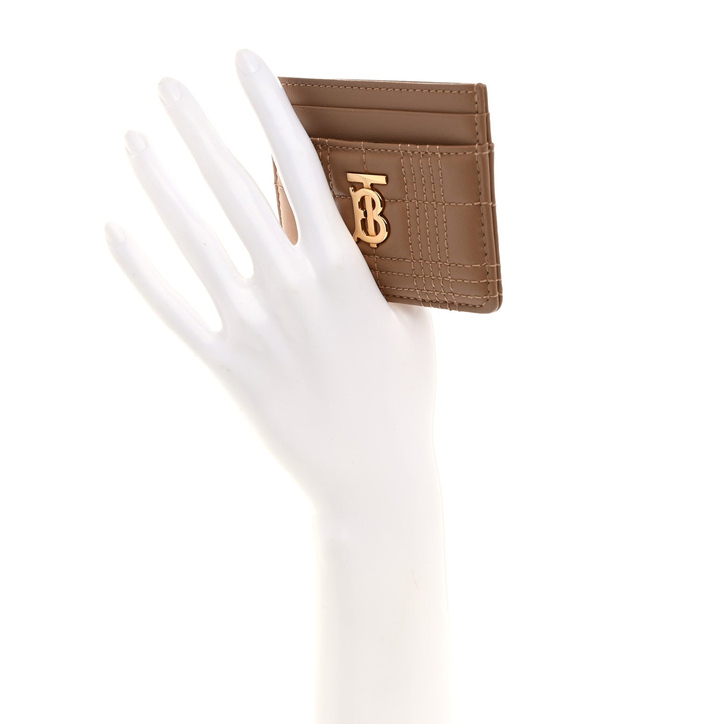 Lambskin Quilted Small Lola Card Holder Camel