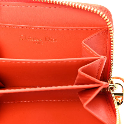 Christian Dior Grained Calfskin Supple Cannage Caro Compact Wallet  Orange 6 of 7