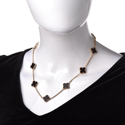 Van Cleef & Arpels 18K Yellow Gold Letterwood 10 Motifs Vintage Alhambra Necklace 2 of 7