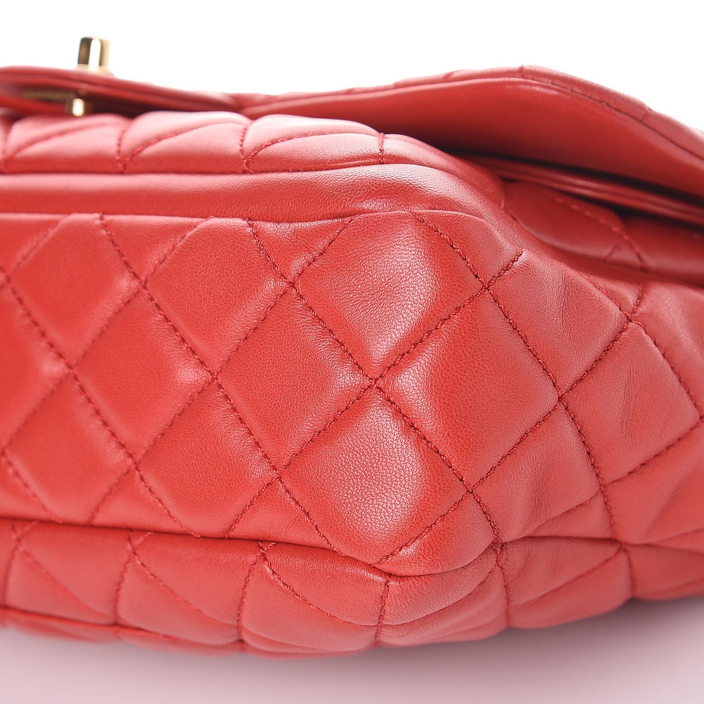 Lambskin Quilted Large Now and Forever Flap Red