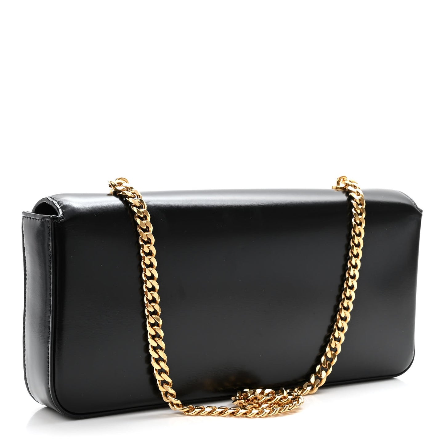 Shiny Calfskin Triomphe Chain Bag Black
