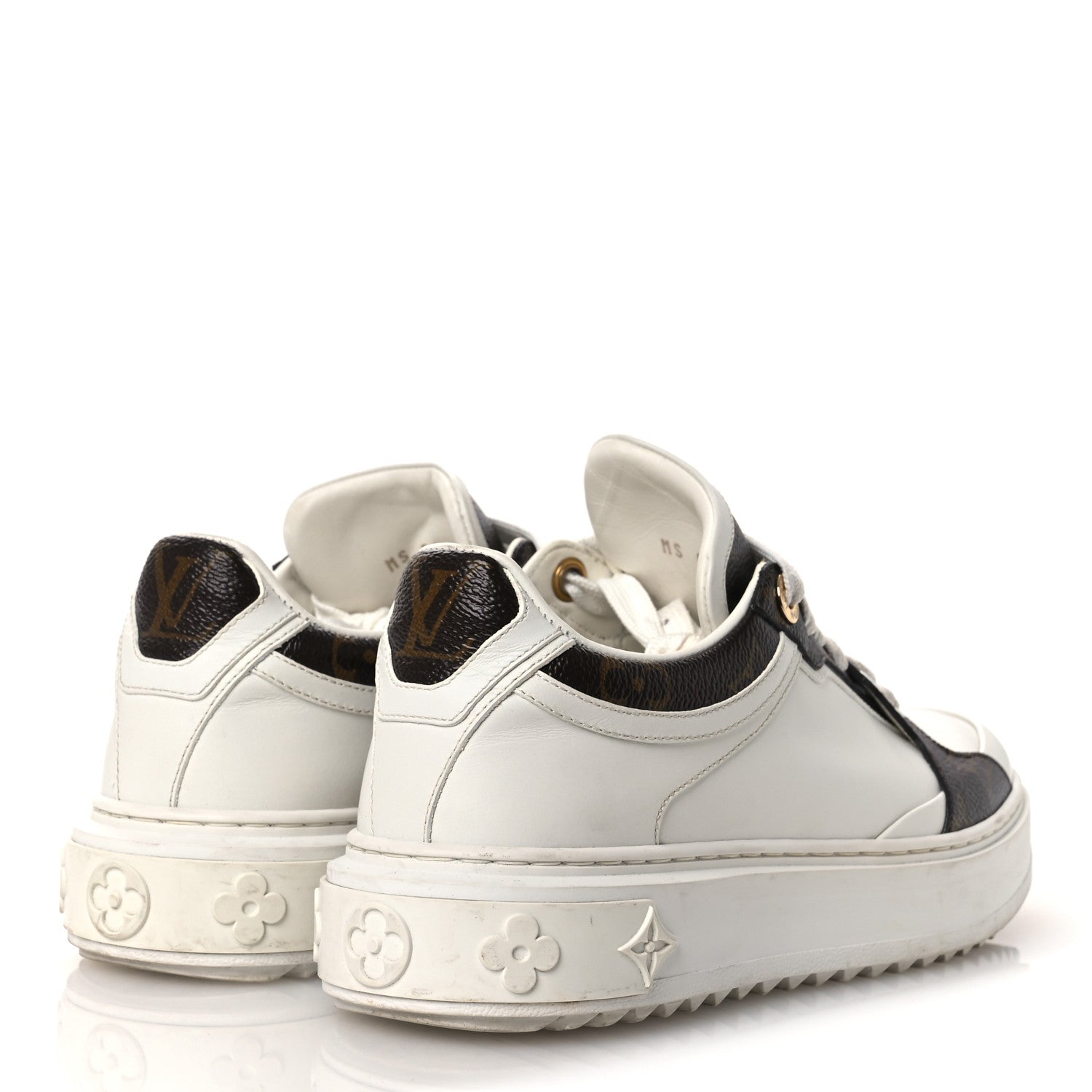 Louis Vuitton Calfskin Embossed Monogram Time Out Sneakers 36 White 5 of 13