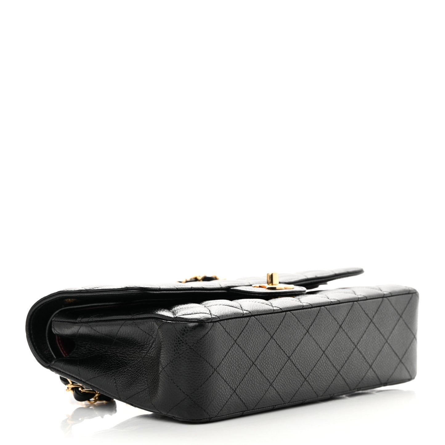 Caviar Quilted Medium Double Flap Black