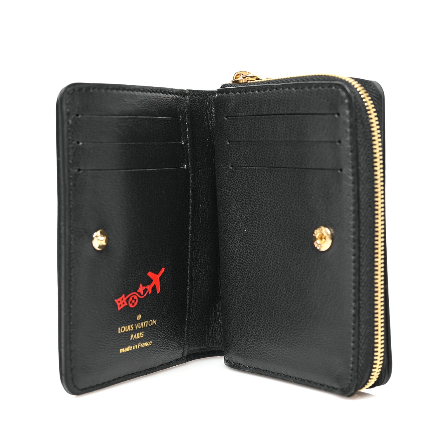 Lambskin Embossed Monogram Lou Coussin Wallet Black