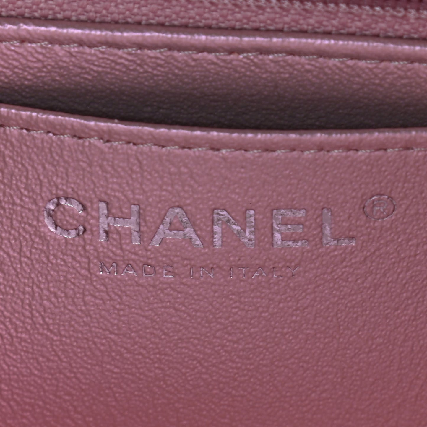 Iridescent Calfskin Quilted Mini Rectangular Flap Pink