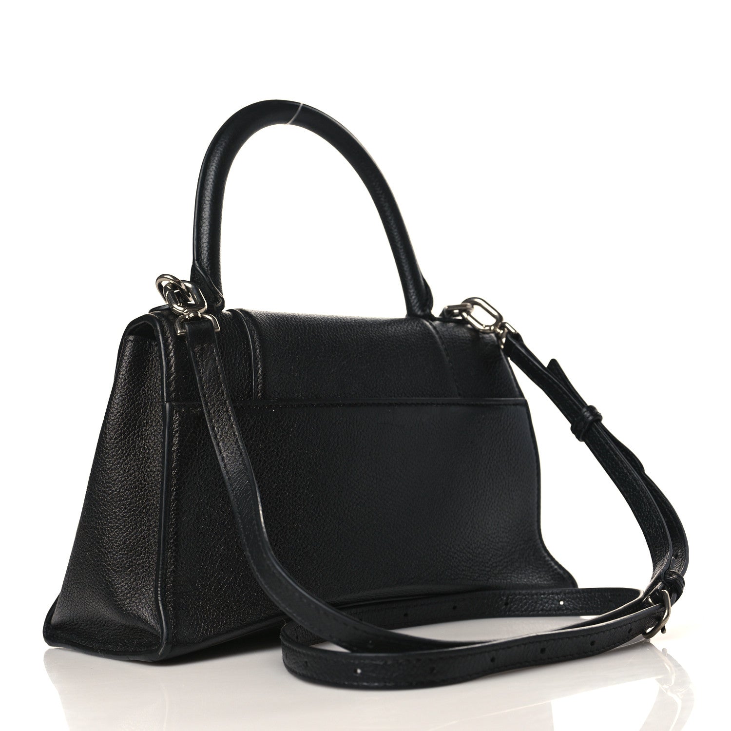 Balenciaga Grained Calfskin Small Hourglass Top Handle Bag Black 3 of 12