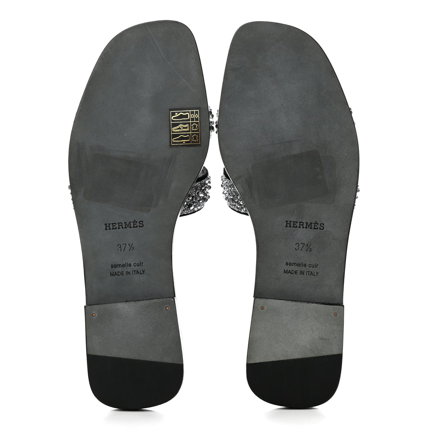 Velvet Goatskin Crystal Beads Oran Sandals 37.5 Gris Argente