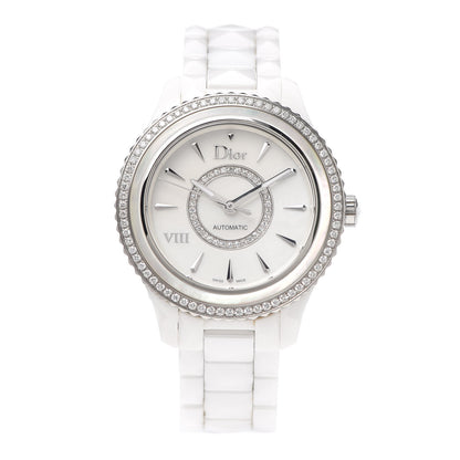 Christian Dior Stainless Steel Ceramic Diamond Bezel Mother of Pearl 38mm Dior VIII Automatic Watch White 1 of 6