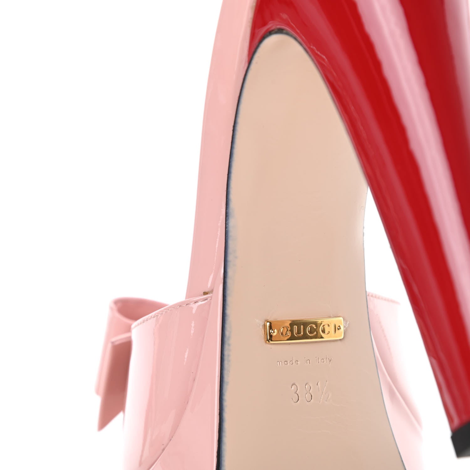 Gucci Patent Crystal GG Bow Sadie Spike Ankle Strap d'Orsay Platform High Heel Pumps 38.5 Perfect Pink 8 of 10
