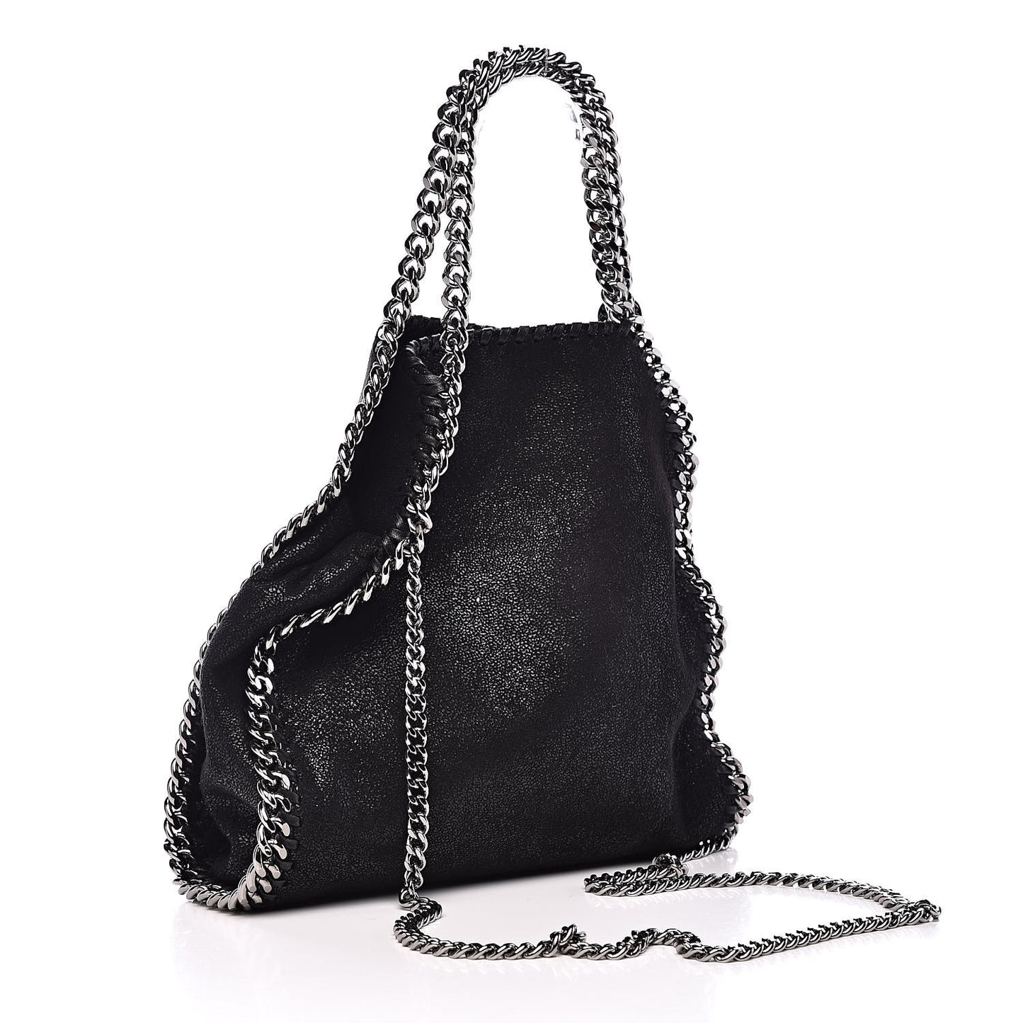 Shaggy Deer Embroidered Palm Tree Mini Falabella Tote Black
