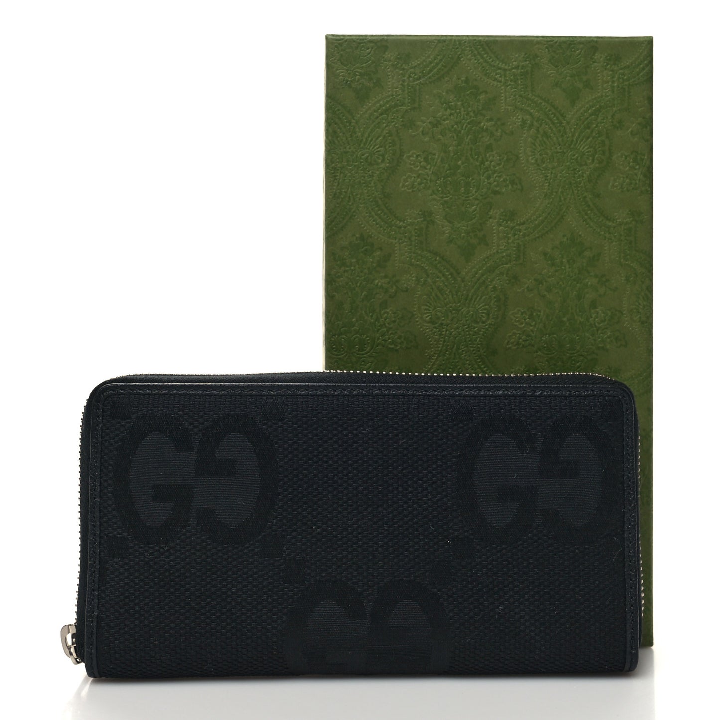 Canvas Monogram Jumbo GG Textured Dollar Calfskin Continental Wallet Black