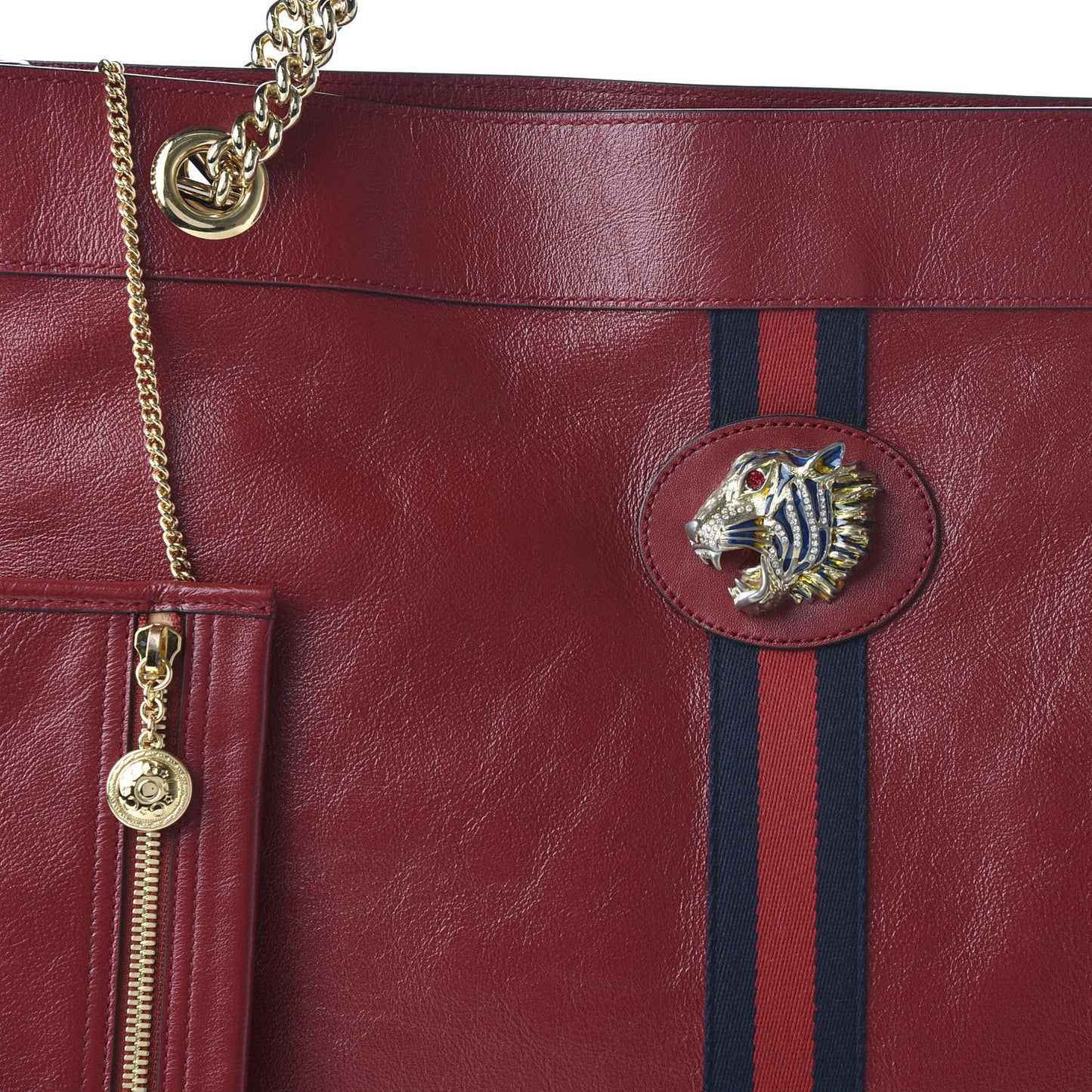 Calfskin Large Rajah Chain Tote Romantic Cherry