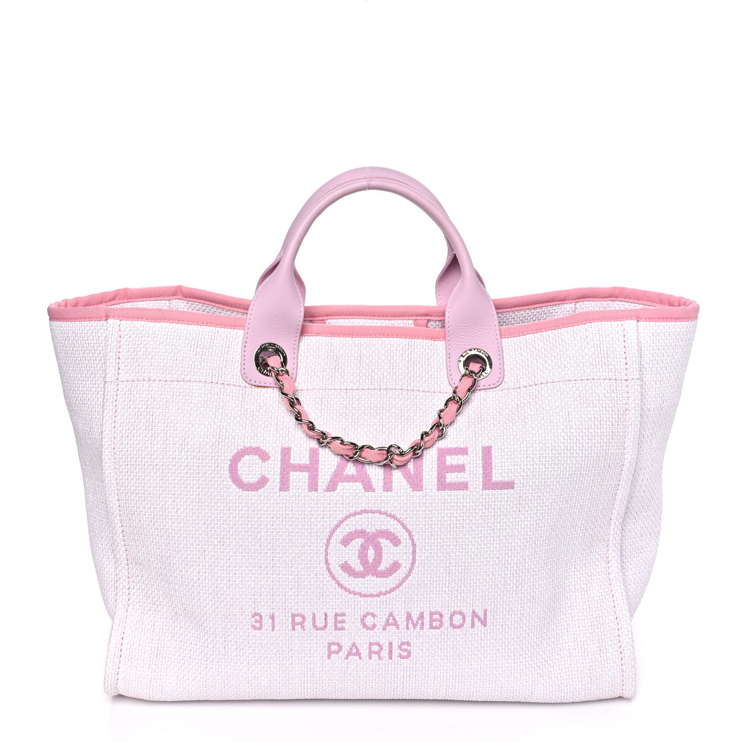 Chanel Woven Straw Raffia Medium Deauville Tote Pink 1 of 11