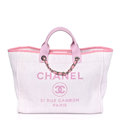 Chanel Woven Straw Raffia Medium Deauville Tote Pink 1 of 11