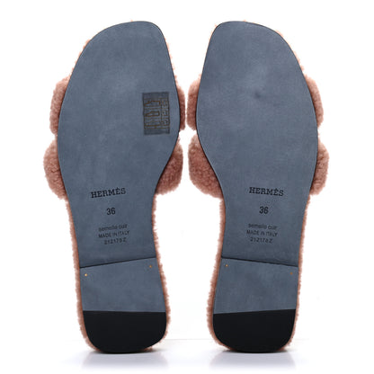Hermes Woolskin Oran Sandals 36 Rose Aube 5 of 7