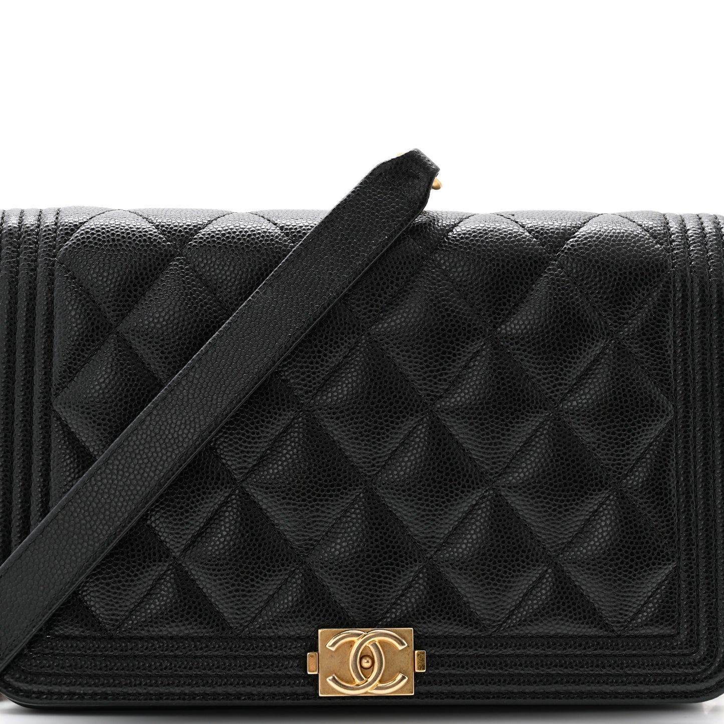 Caviar Quilted Boy Wallet On Chain WOC Black