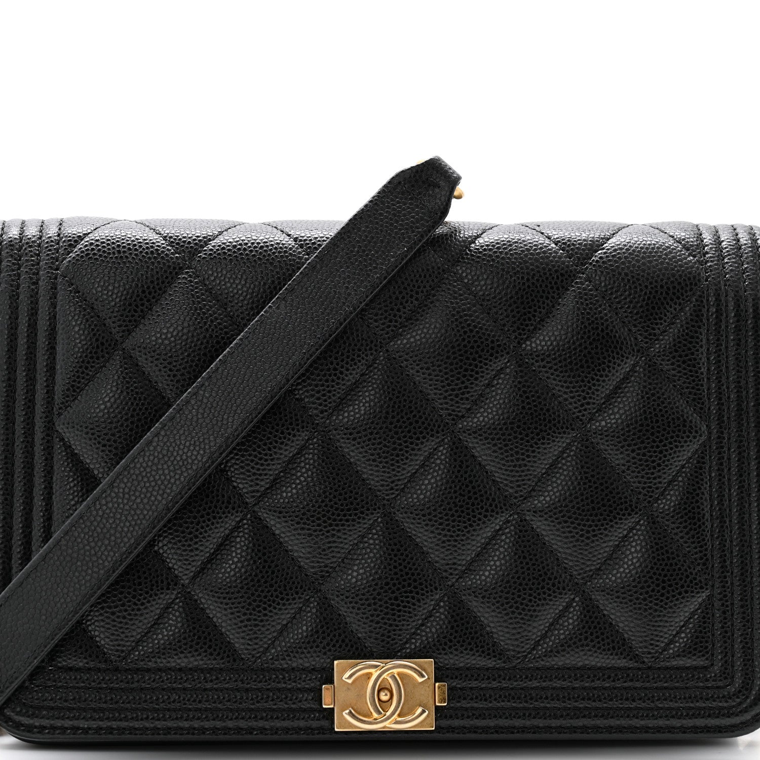 Chanel Caviar Quilted Boy Wallet On Chain WOC Black 10 of 16
