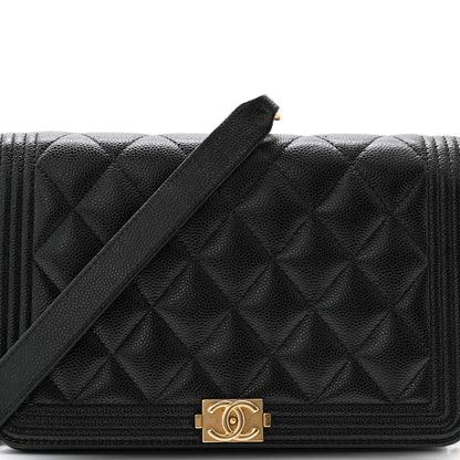 Chanel Caviar Quilted Boy Wallet On Chain WOC Black 10 of 16