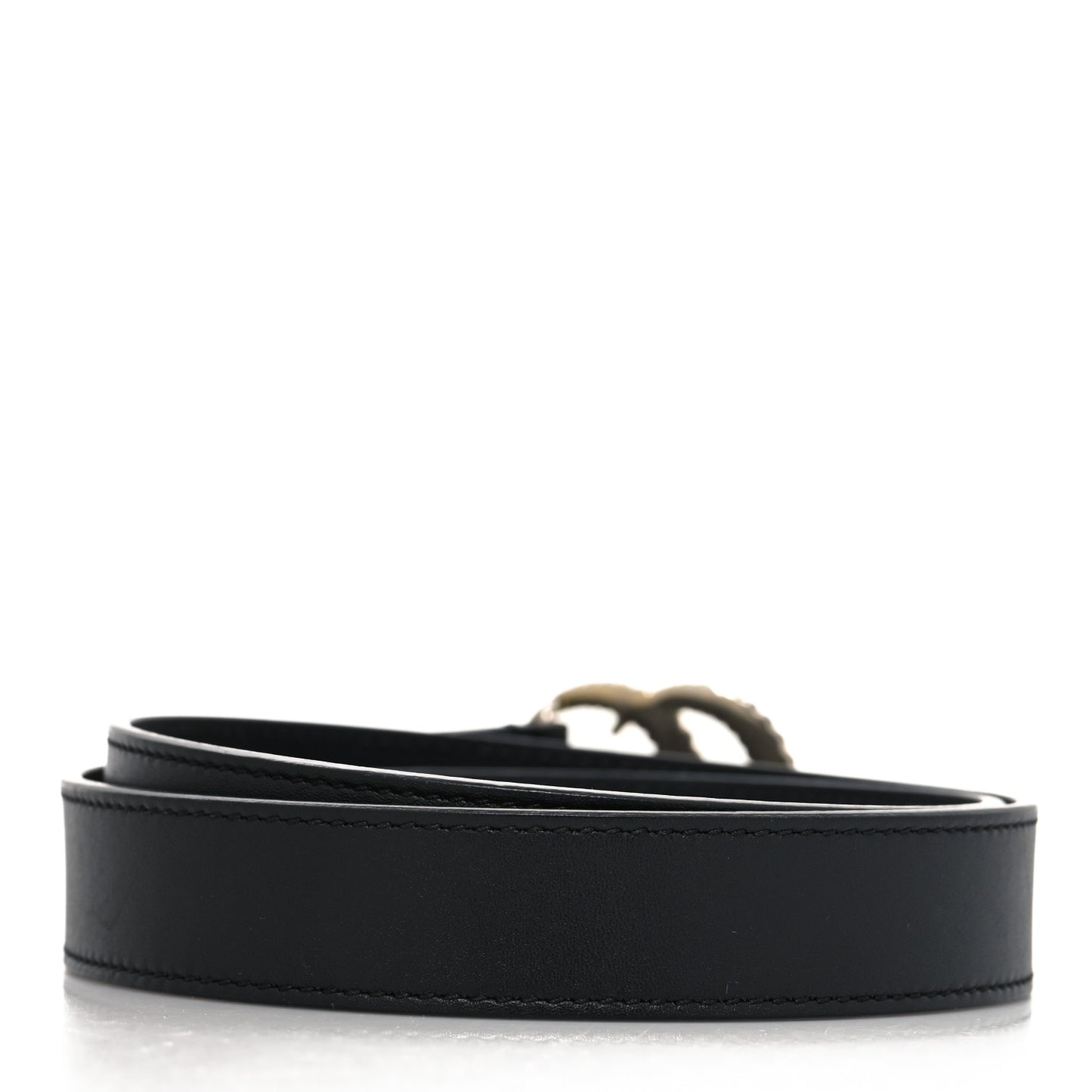 Moon Calfskin Torchon Double G 25mm Belt 75 30 Black