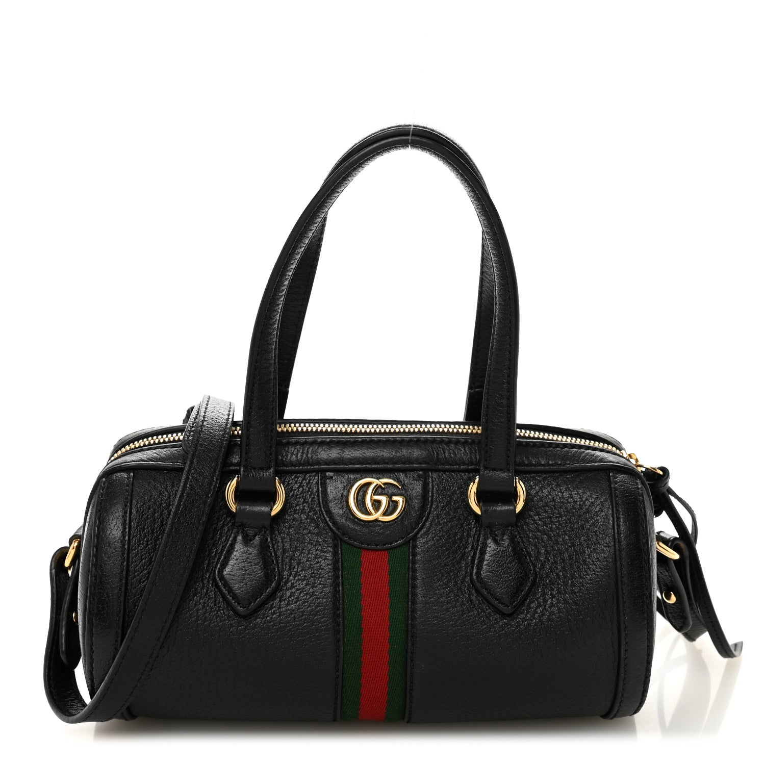 Gucci Textured Calfskin Small Ophidia Boston Bag Black 1 of 11
