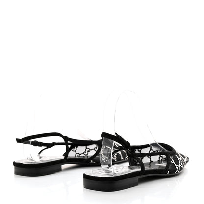 Gucci Suede Mesh Crystal GG Monogram Slingback Ballet Flats 39 Black 4 of 9