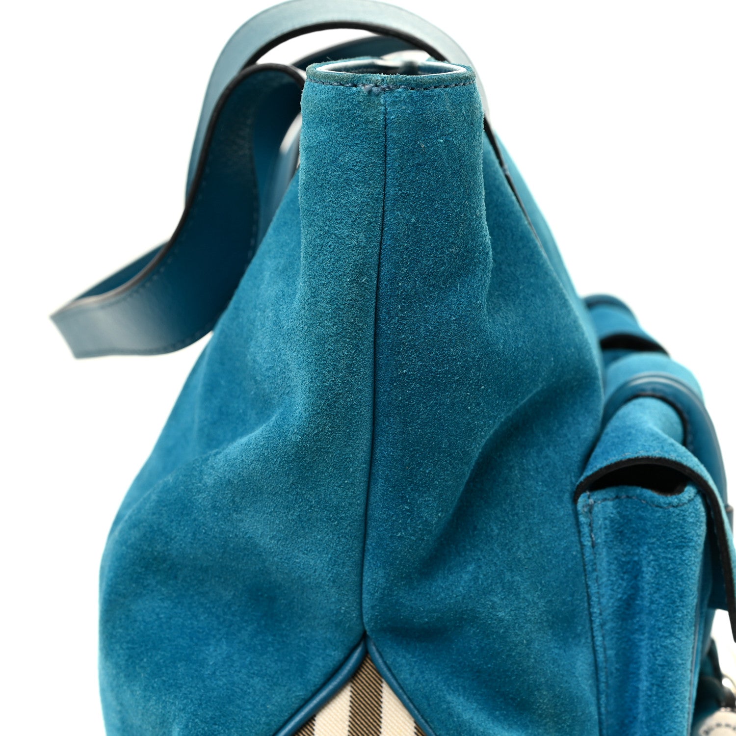 Burberry Suede Classic Check Shoulder Bag Blue 20 of 24