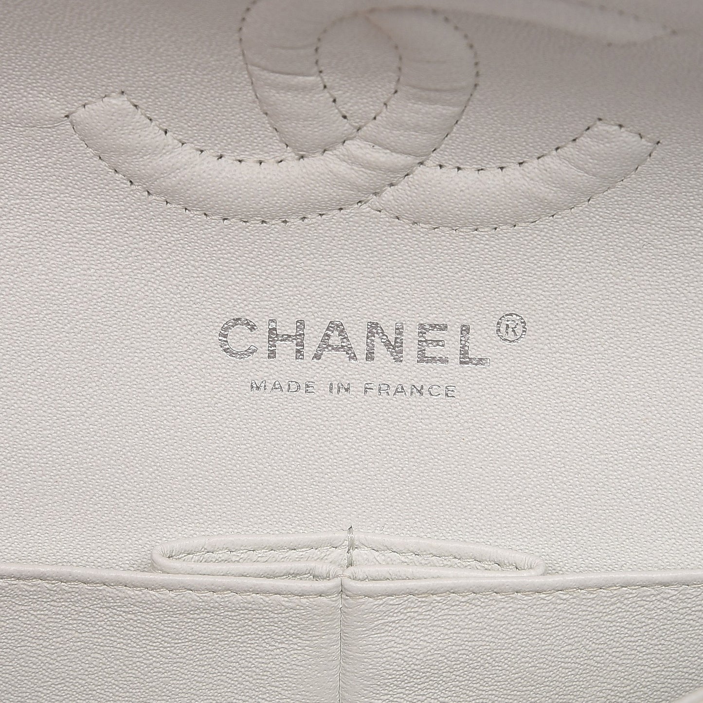 Caviar Quilted Medium Double Flap White