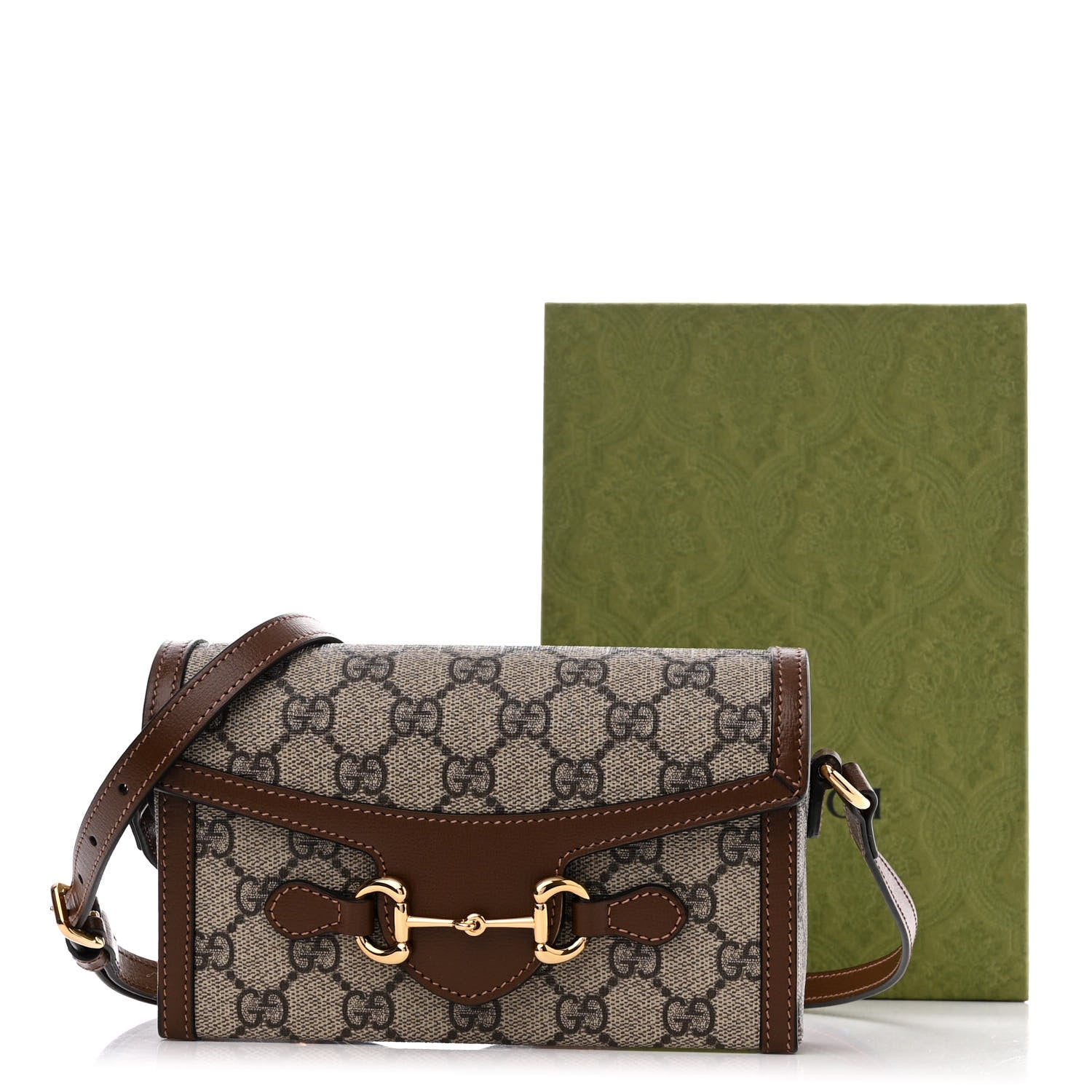 Gucci GG Supreme Monogram Mini Horsebit 1955 Shoulder Bag Beige Brown Sugar 11 of 11