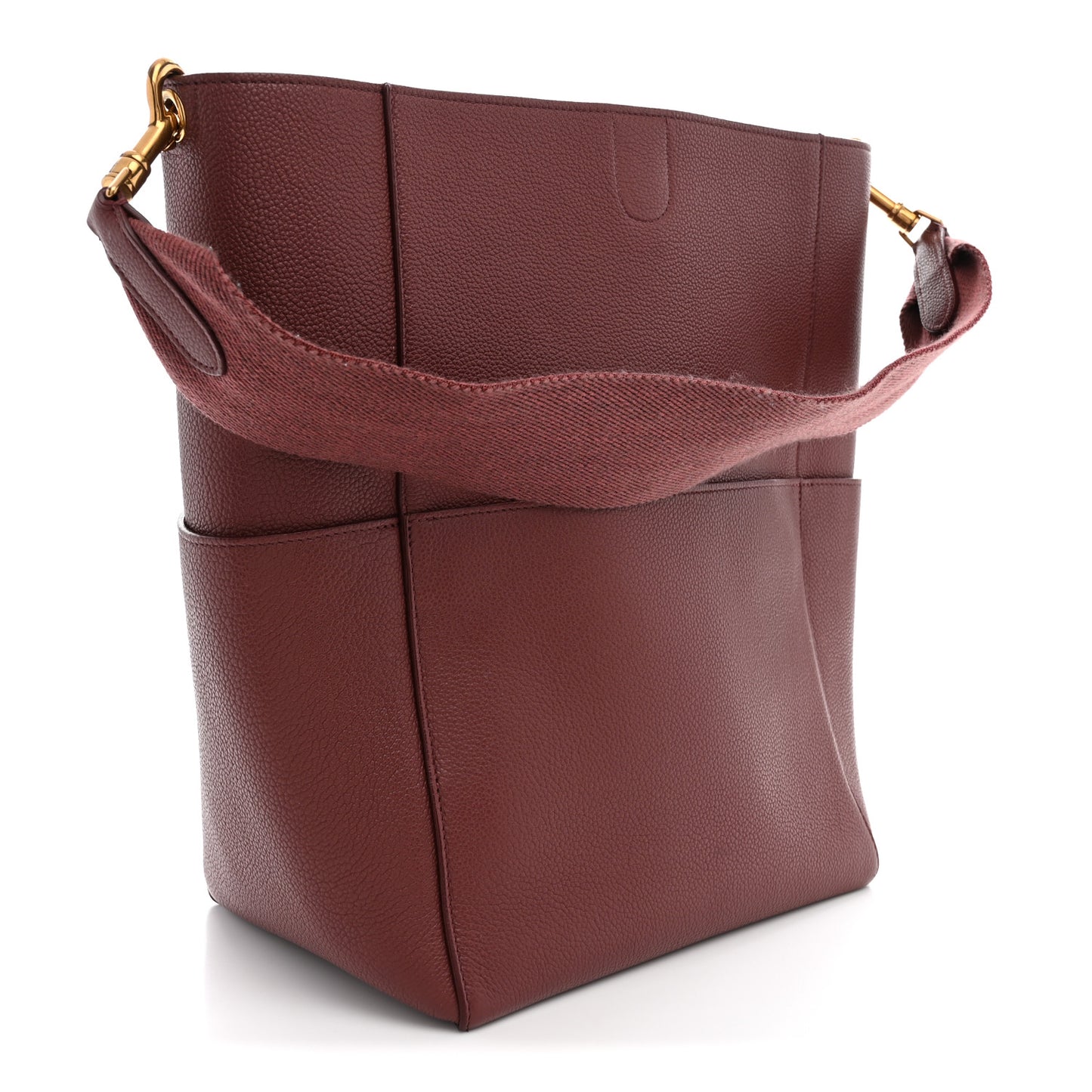 Soft Grained Calfskin Sangle Bucket Bag Light Burgundy