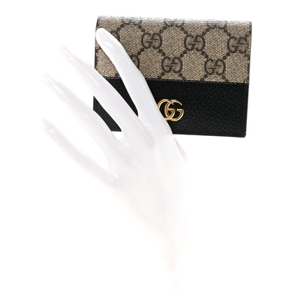Gucci Dollar Calfskin GG Supreme Monogram GG Marmont Card Case Black Beige Ebony 2 of 7