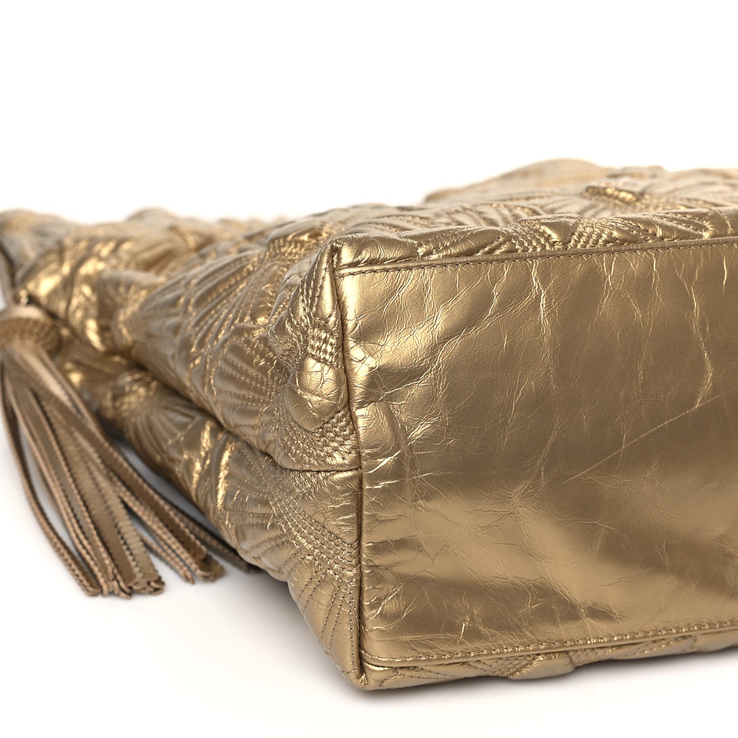 Calfskin Embroidered Ca D'Oro Tote Gold