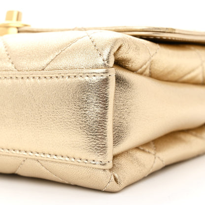 Chanel Metallic Lambskin Quilted Mini CC Crystal Logo Chain Flap Gold 10 of 11