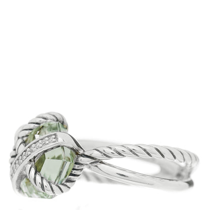 David Yurman Sterling Silver Diamond Prasiolite 10mm Cable Wrap Ring 50 5.25 3 of 5