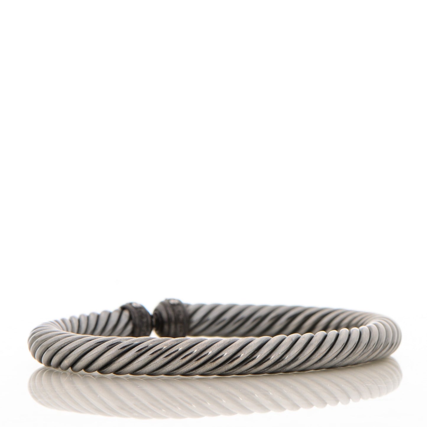 Darkened Sterling Silver Pave Diamond 7mm Cablespira Bracelet