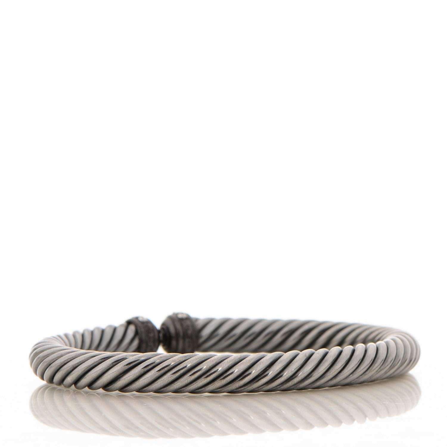 David Yurman Darkened Sterling Silver Pave Diamond 7mm Cablespira Bracelet 3 of 5