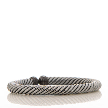 David Yurman Darkened Sterling Silver Pave Diamond 7mm Cablespira Bracelet 3 of 5
