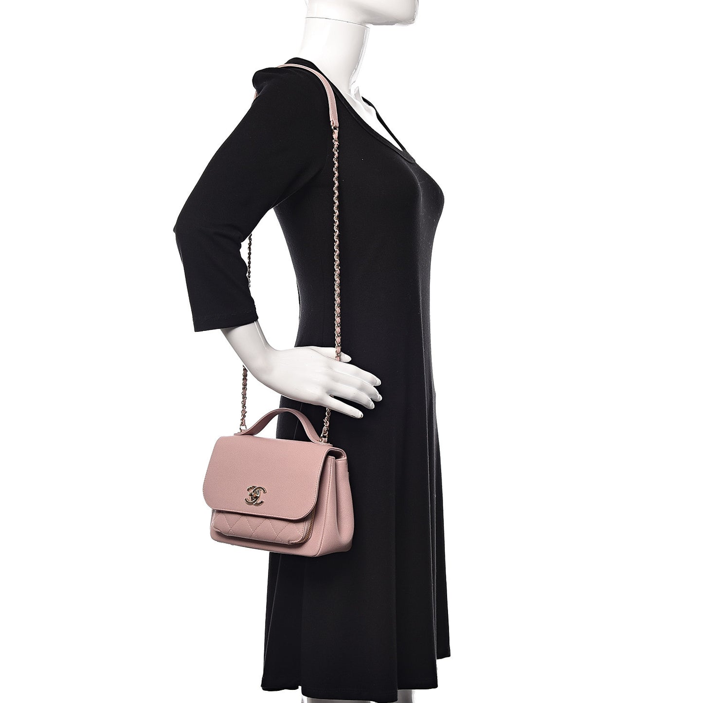 Caviar Quilted Small Business Affinity Flap Light Pink