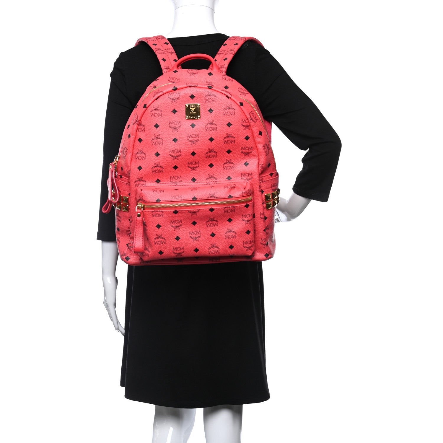 MCM Visetos Medium Side Studs Stark Backpack Corail 3 of 9