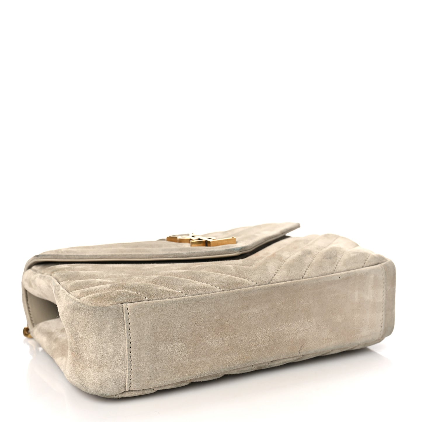 Suede Matelasse Chevron Monogram Medium College Bag Crema Soft