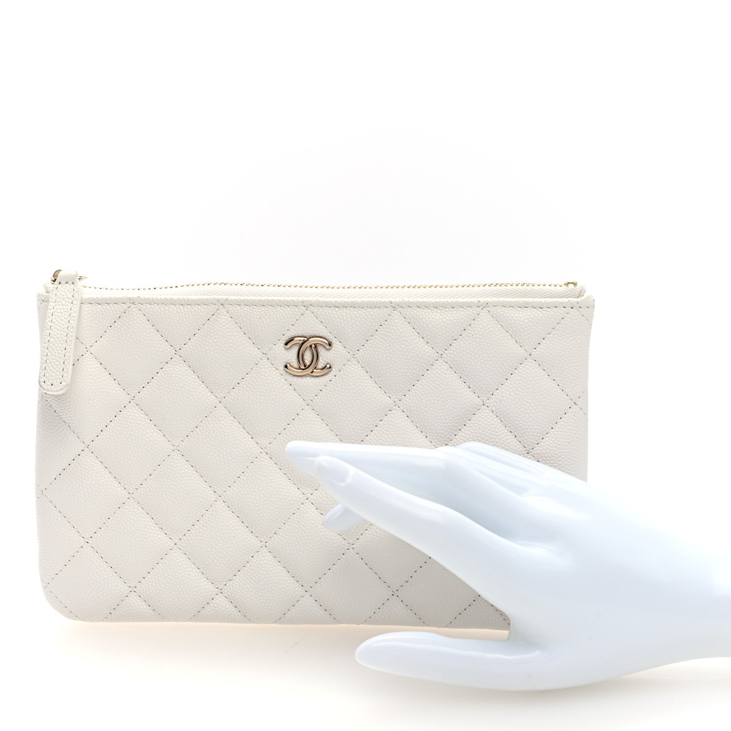 Chanel Caviar Quilted Cosmetic Case White 2 of 7