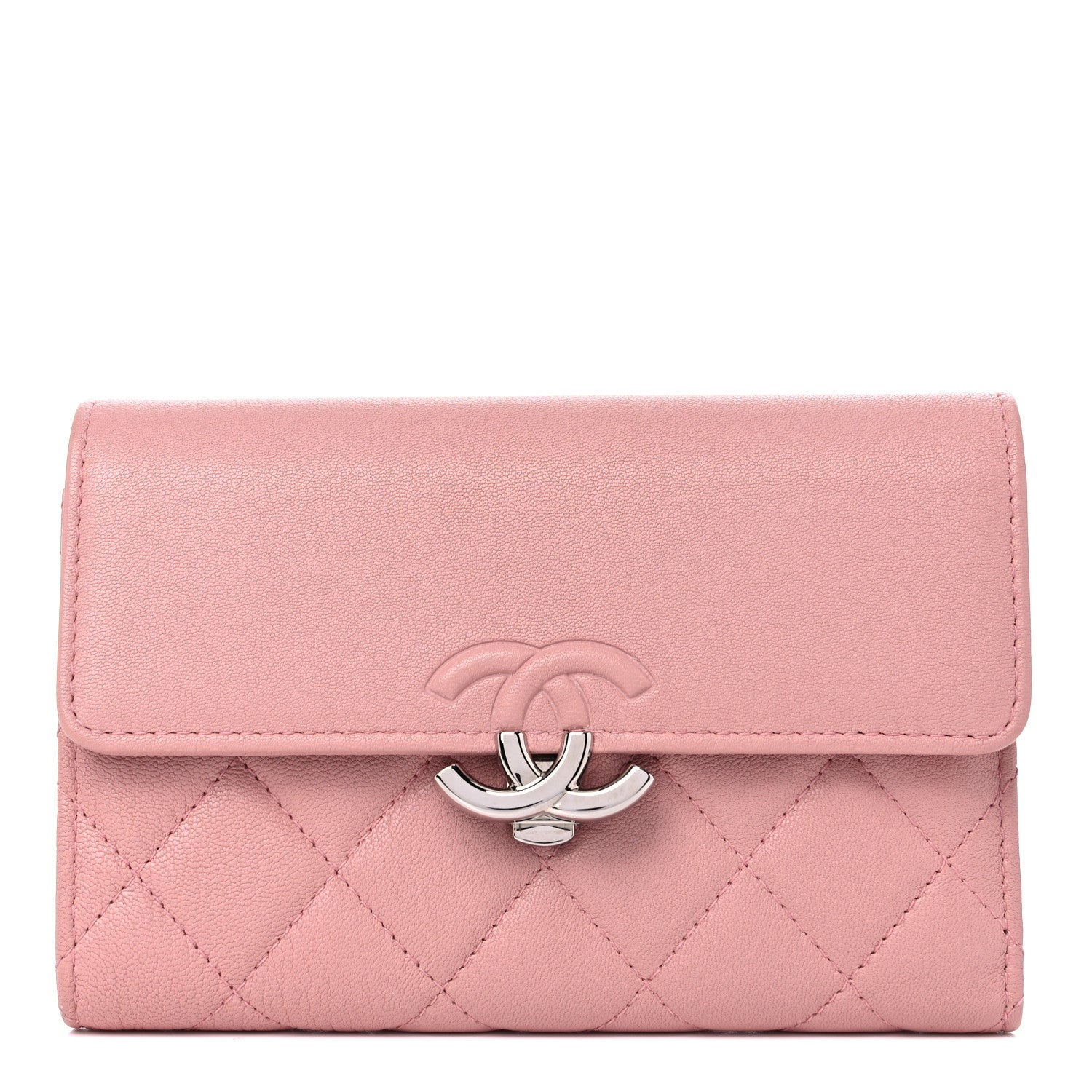 Chanel Lambskin Quilted CC Box Flap Wallet Light Pink 1 of 10