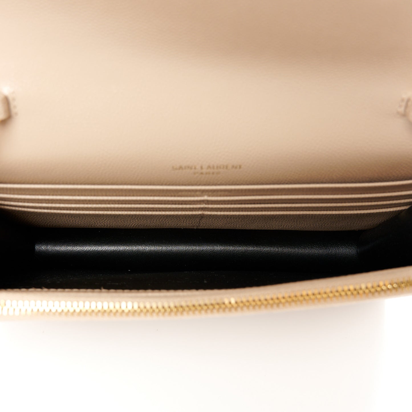 Grain De Poudre Matelasse Chevron Monogram Envelope Chain Wallet Dark Beige