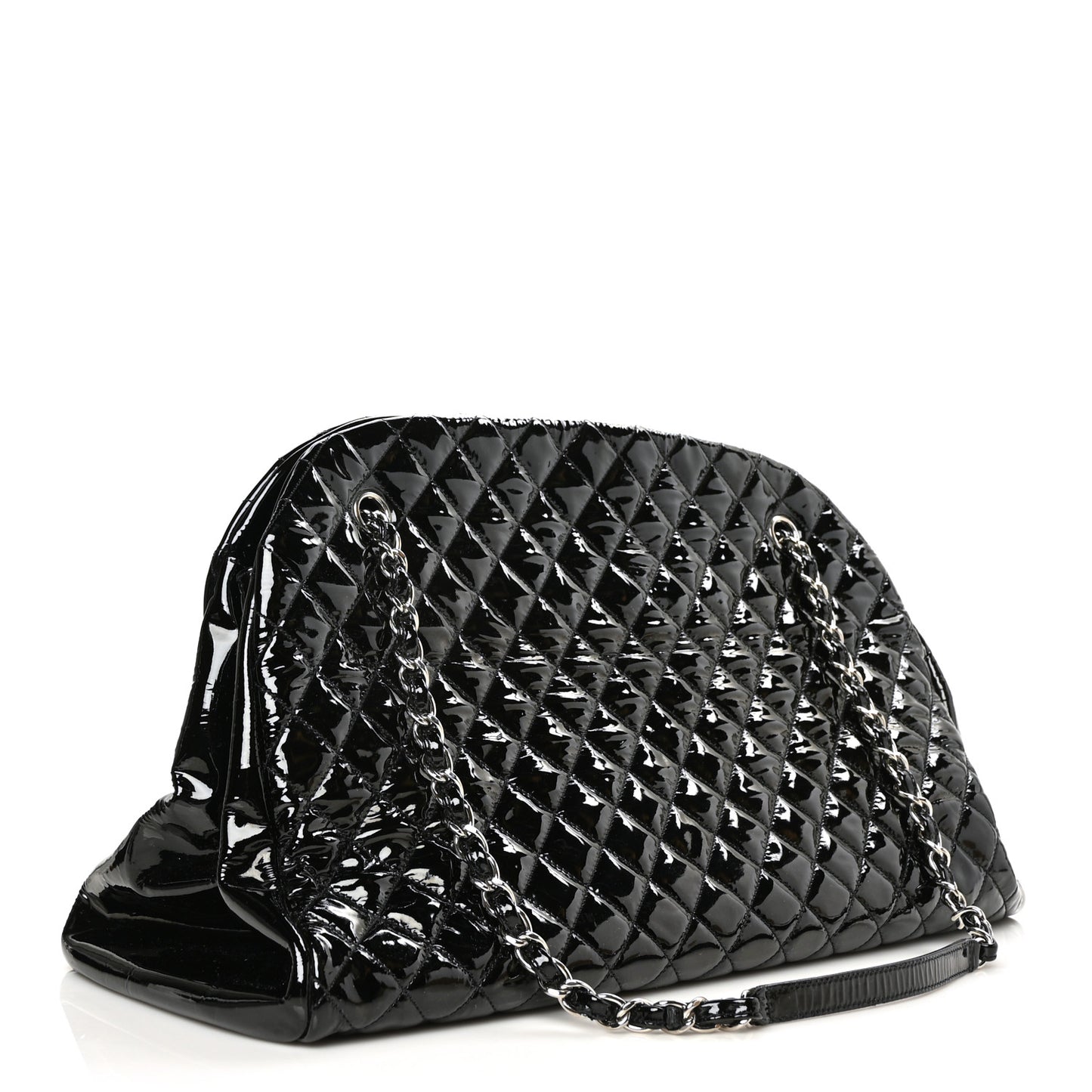 Patent Quilted Maxi Just Mademoiselle Bowling Bag Black