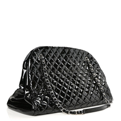 Chanel Patent Quilted Maxi Just Mademoiselle Bowling Bag Black 4 of 13