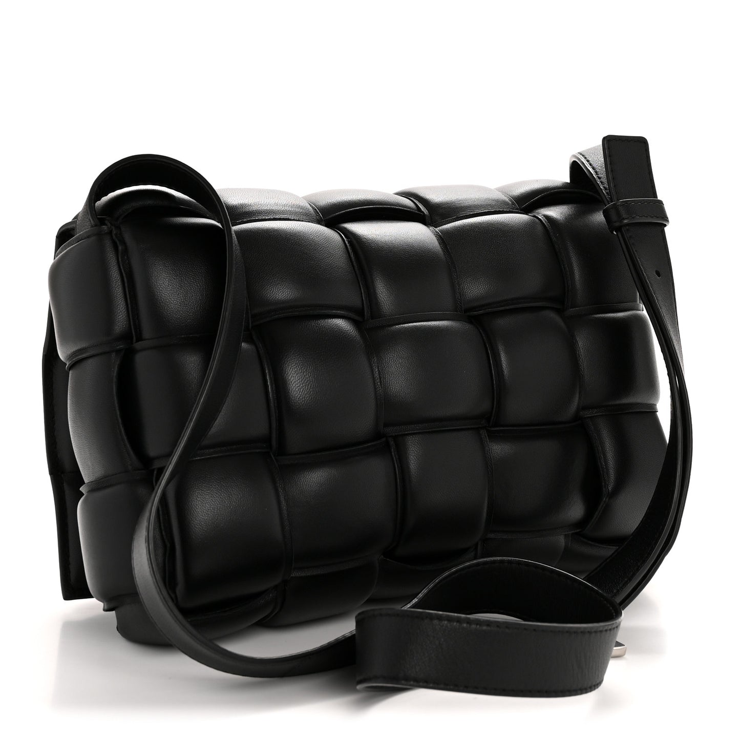 Nappa Maxi Intreccio Padded Cassette Crossbody Bag Black