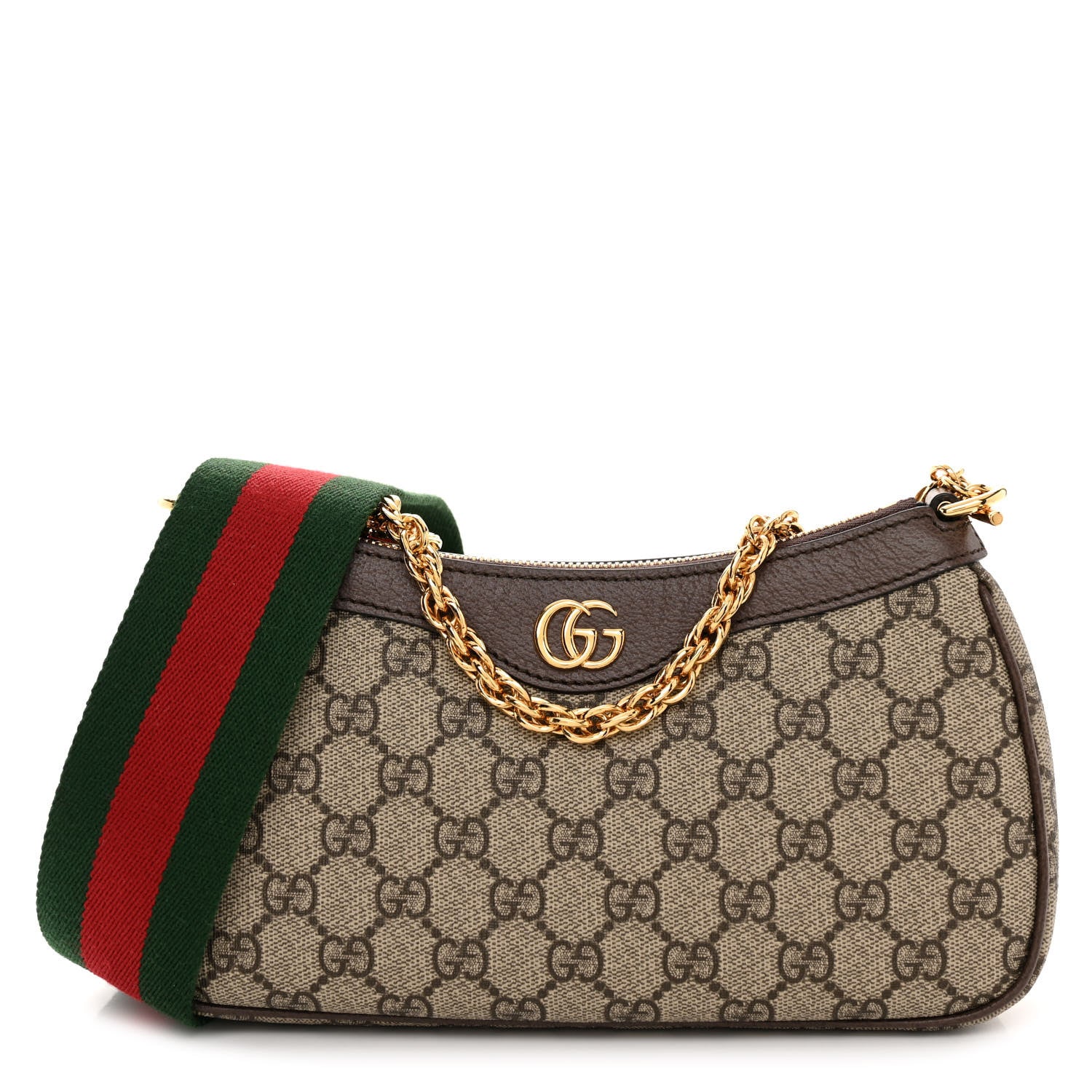 Gucci GG Supreme Monogram Textured Dollar Calfskin Web Small Ophidia GG Handbag Beige Ebony New Acero 1 of 9