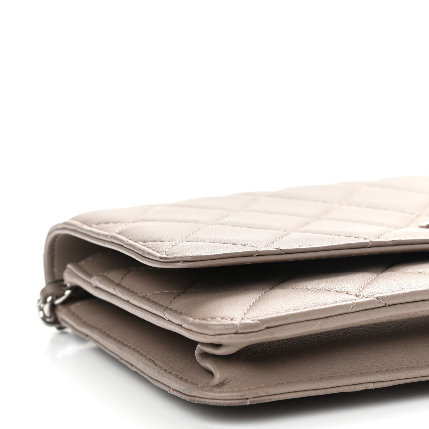 Chanel Lambskin Quilted Wallet on Chain WOC Taupe 10 of 13