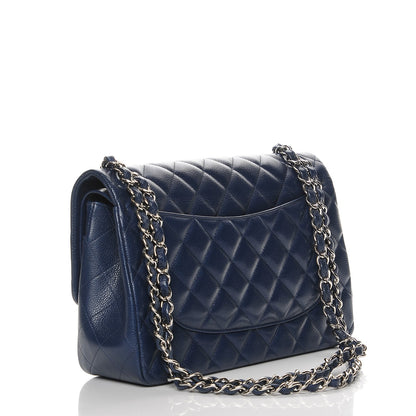 Chanel Caviar Quilted Jumbo Double Flap Navy Blue 3 of 7